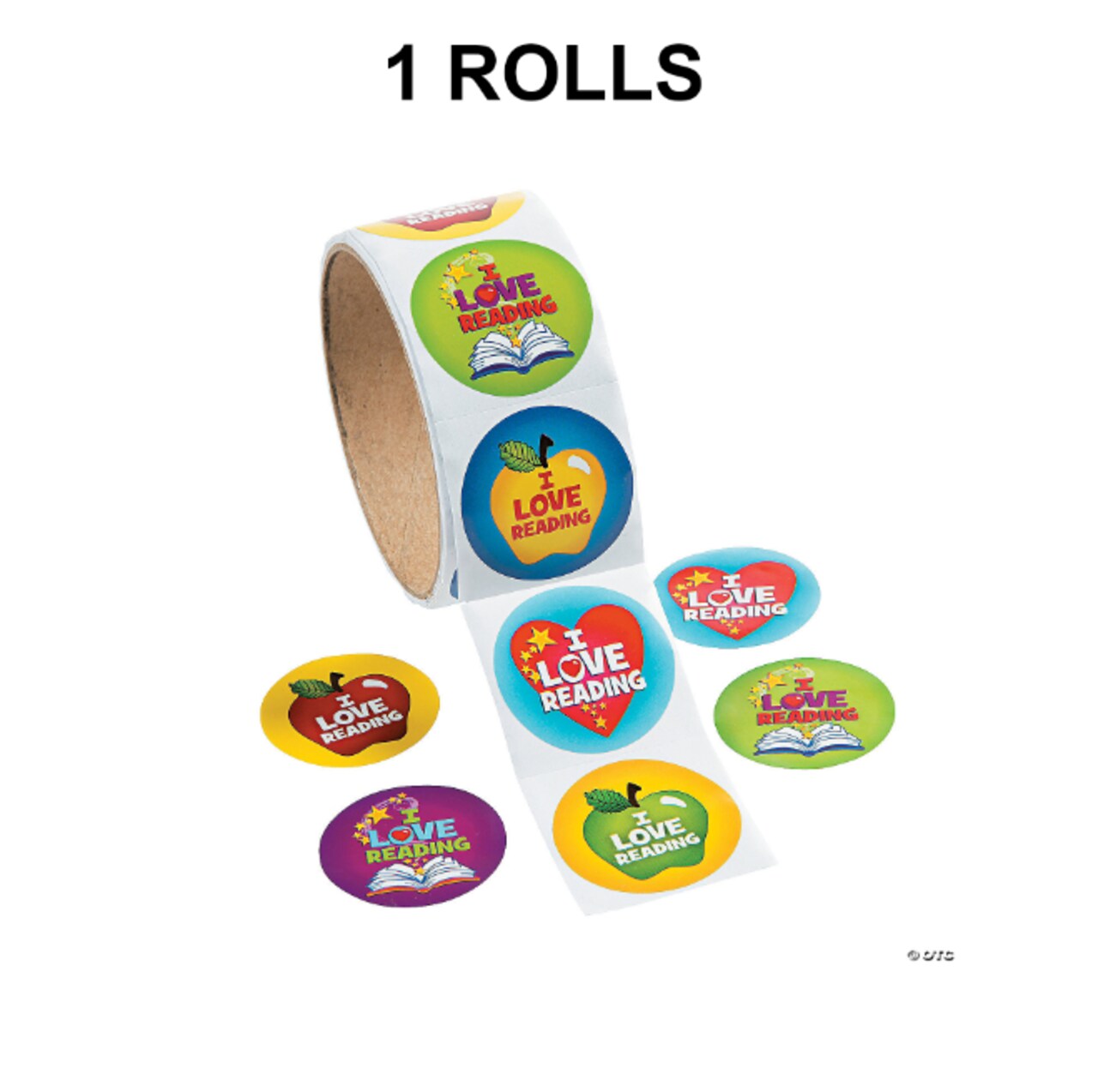1 1/2" Multicolor I Love Reading Paper Sticker Roll 100 Pieces